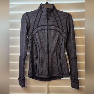 Lululemon Define Women's Black Gray Jacket Heathered Herringbone Sz 6 Thumbholes